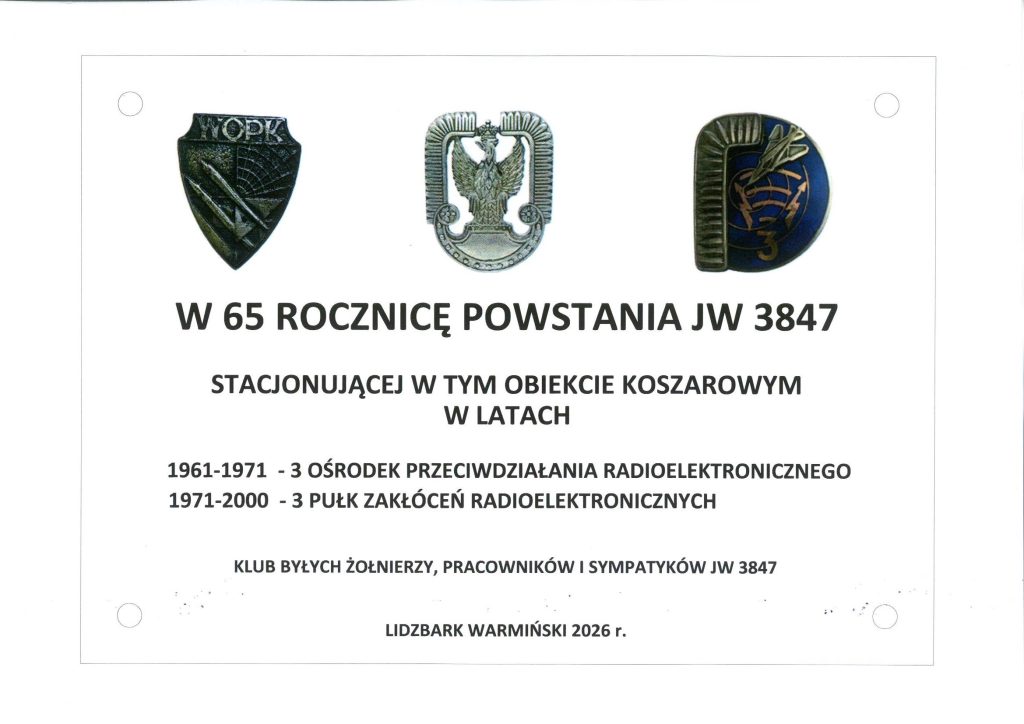 Tablica JW 3847